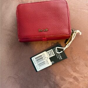 The Sak Red Iris Compact Wallet with Zip-Around Closure